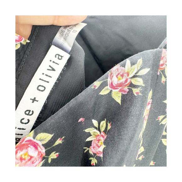 Alice + Olivia Glinda Floral Print Mini Dress In Heirloom Black Size 10 NWT - Picture 8 of 12